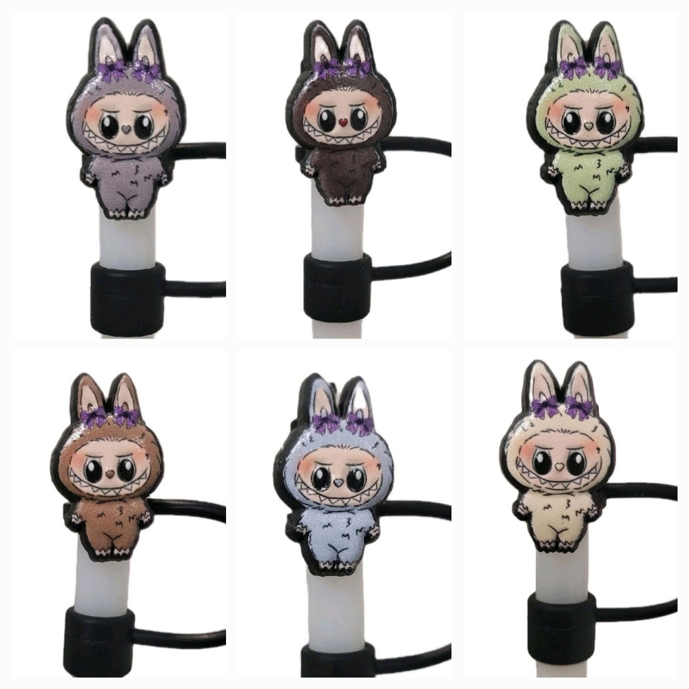 Labubu 6pk Straw Topper Set